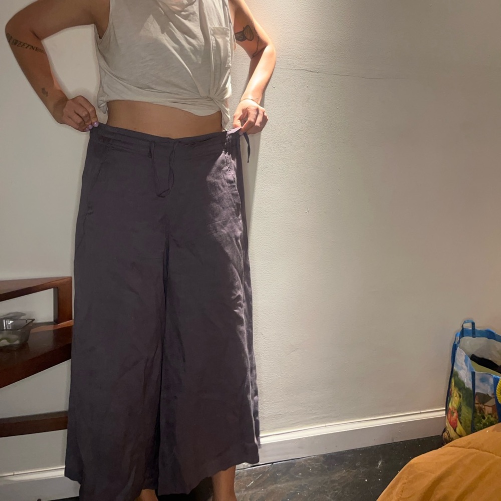 great grey wide leg capris